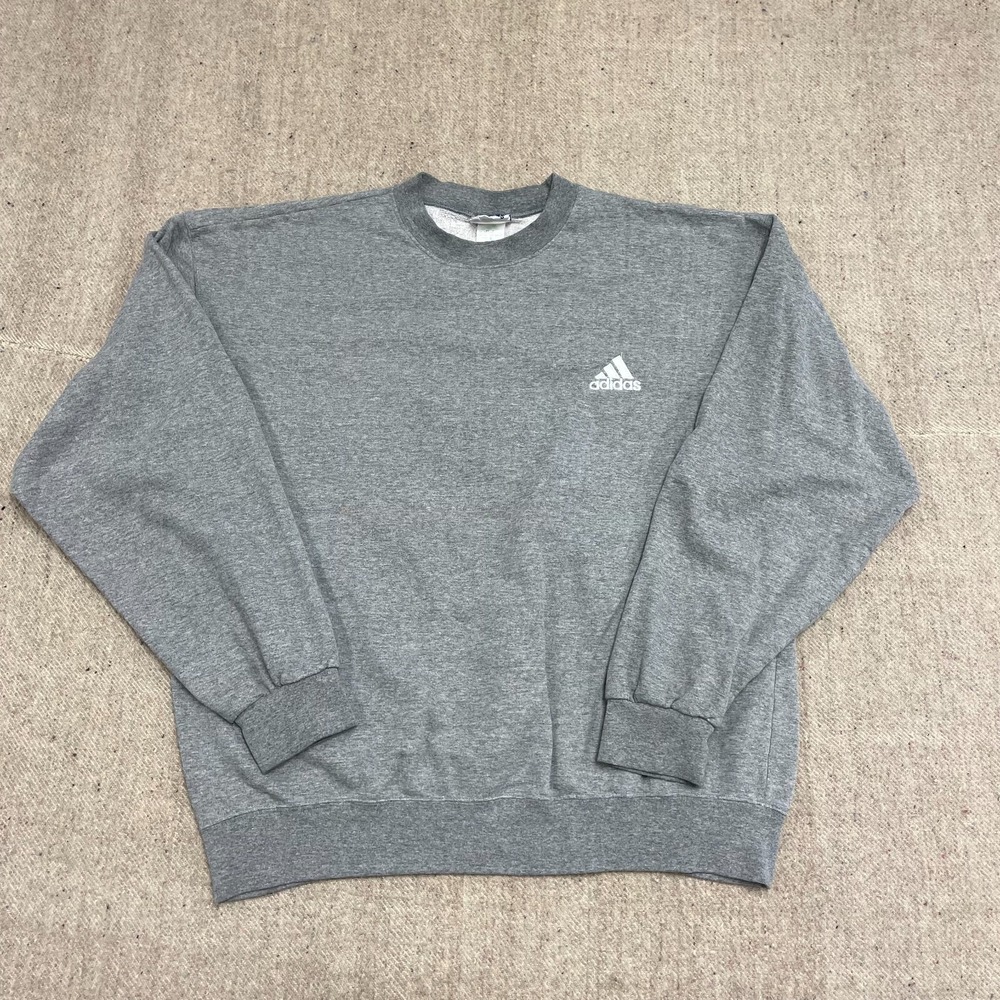 Vintage Embroidered Logo Sweatshirt Men Large Gray 90s Adidas